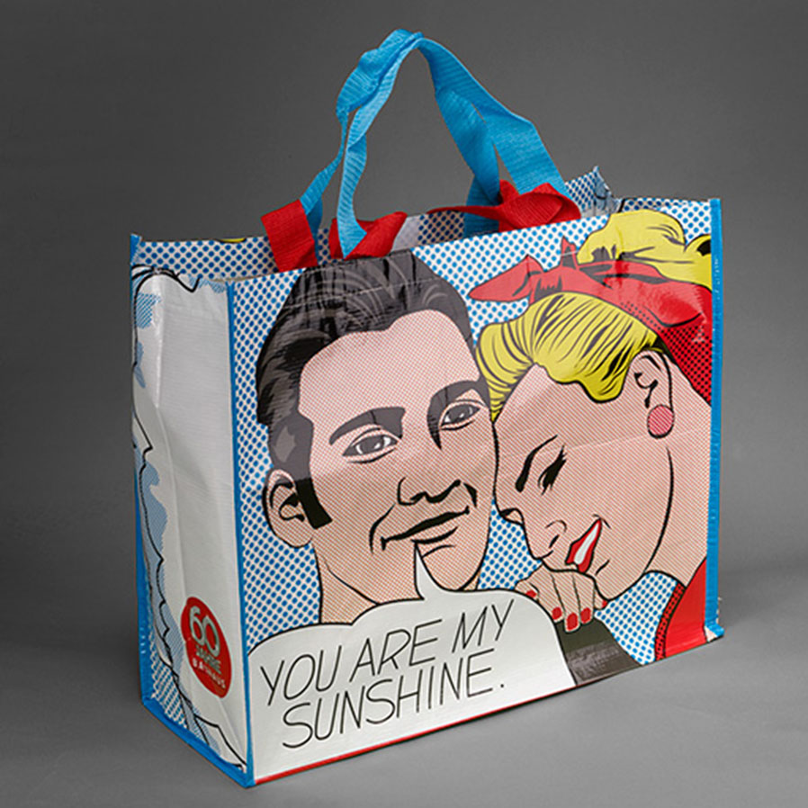 Foto Tragetasche, 60 Jahre Bauhaus, Paar im Stil von Roy Lichtenstein