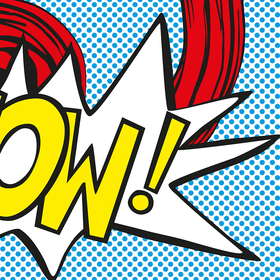 WOW! Ausschnitt aus Jubiläumstasche für Bauhaus, im Roy-Lichtenstein-Stil