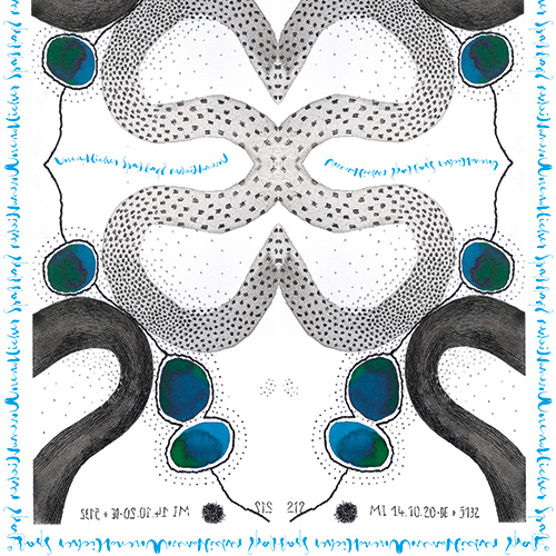 Digital konstruiertes Muster aus Blatt 212 der Coronablätter
