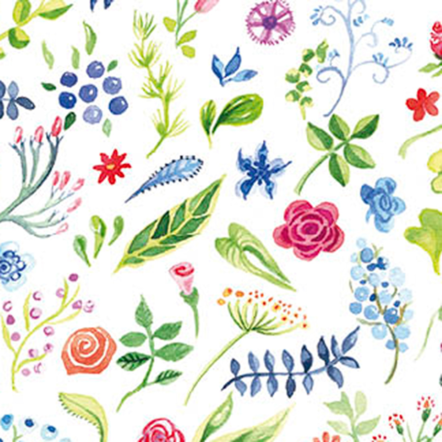 Mit Blüten illustrierte Glückwunschkarte, Ausschnitt