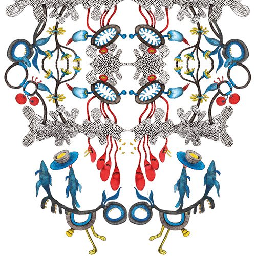 Digital konstruiertes Muster aus Elementen der Botanischen Szenen (Folge 67/68)