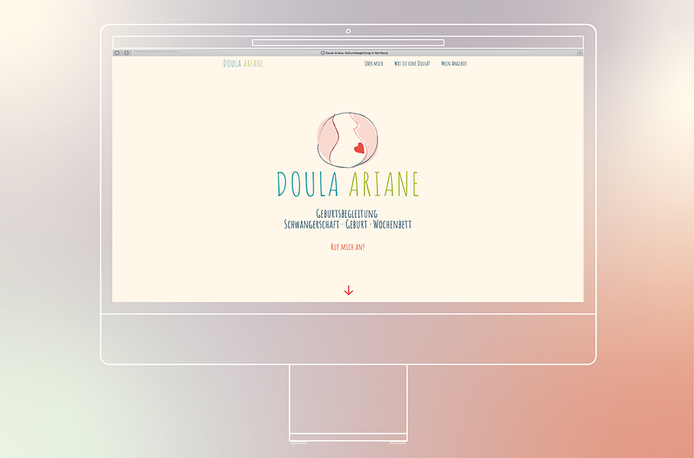Website Doula Ariane, Desktop-Screen