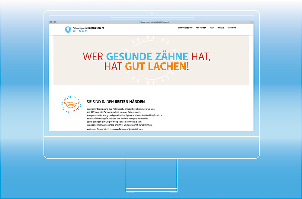 Website Zahnarztpraxis H. Uebler, Desktop-Screen