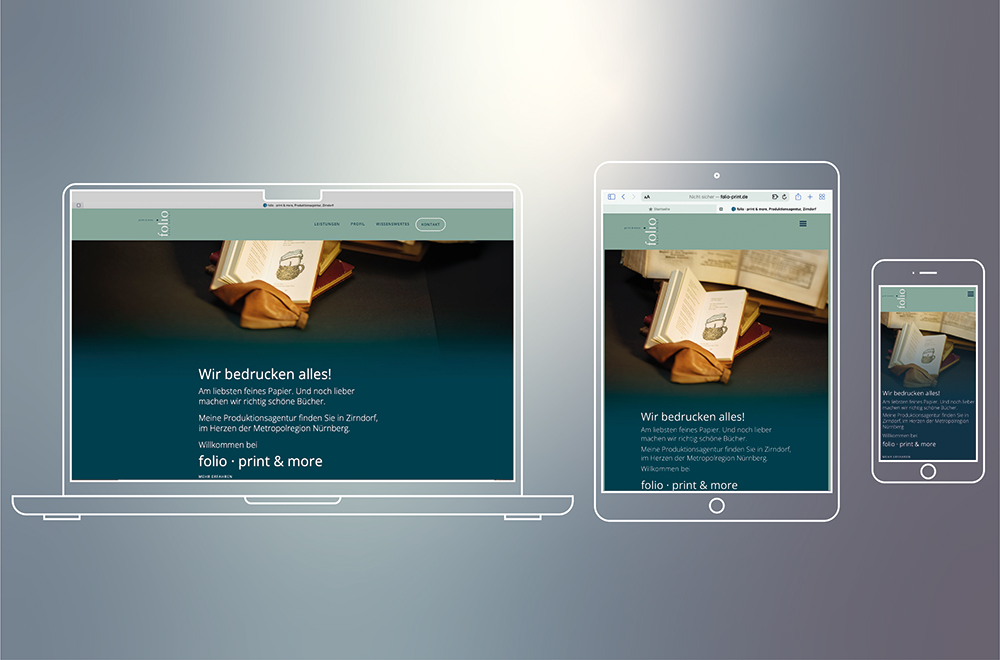 Website folio · print & more, Laptop- Tablet- und Handy-Screens